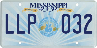 MS license plate LLP032