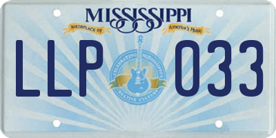 MS license plate LLP033