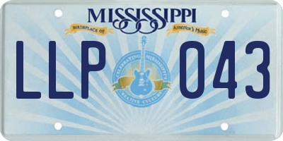 MS license plate LLP043