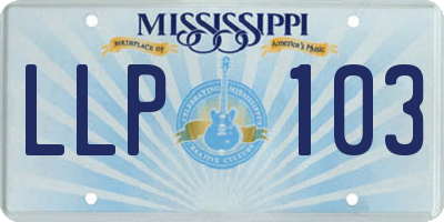 MS license plate LLP103