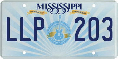 MS license plate LLP203