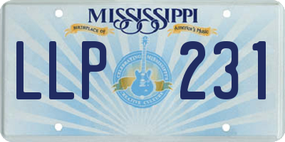 MS license plate LLP231