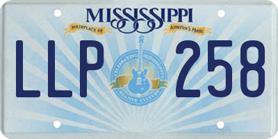 MS license plate LLP258