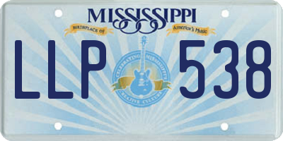 MS license plate LLP538