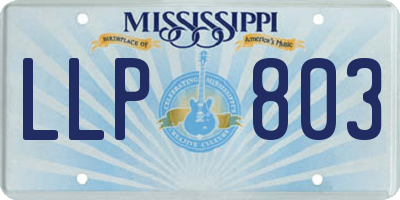 MS license plate LLP803