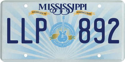 MS license plate LLP892