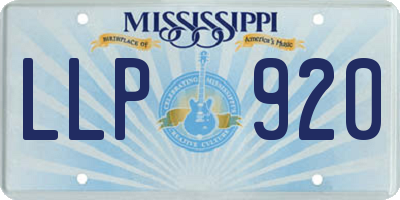 MS license plate LLP920