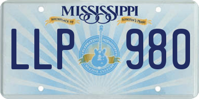 MS license plate LLP980