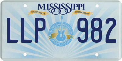 MS license plate LLP982