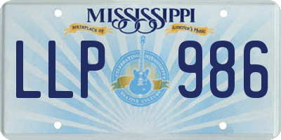 MS license plate LLP986
