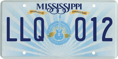 MS license plate LLQ012
