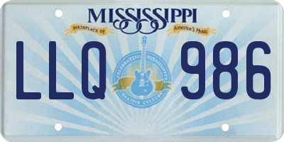 MS license plate LLQ986