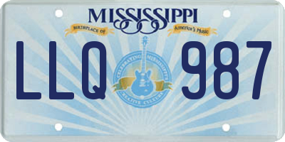 MS license plate LLQ987