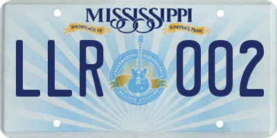 MS license plate LLR002