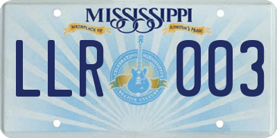 MS license plate LLR003