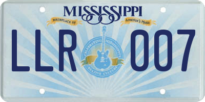 MS license plate LLR007