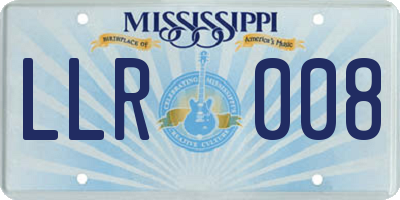 MS license plate LLR008