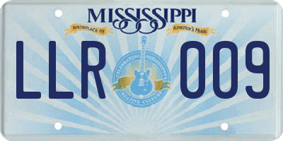 MS license plate LLR009