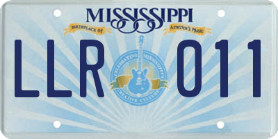 MS license plate LLR011