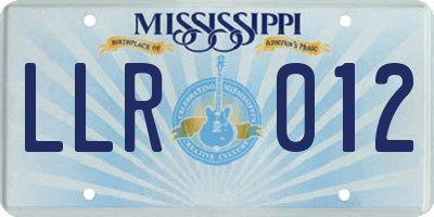 MS license plate LLR012