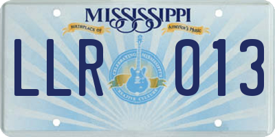 MS license plate LLR013