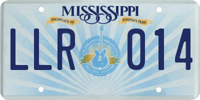 MS license plate LLR014