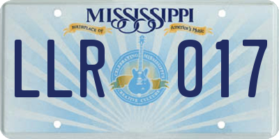 MS license plate LLR017