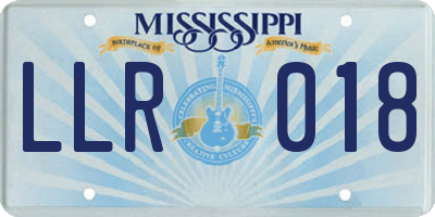 MS license plate LLR018