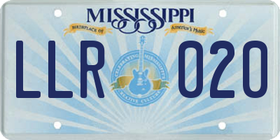 MS license plate LLR020