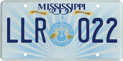 MS license plate LLR022