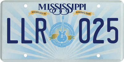 MS license plate LLR025