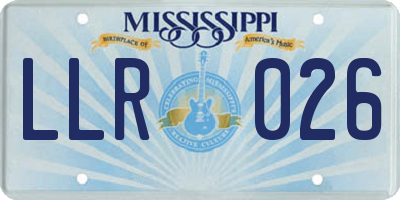 MS license plate LLR026