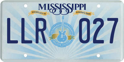 MS license plate LLR027
