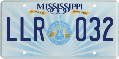 MS license plate LLR032
