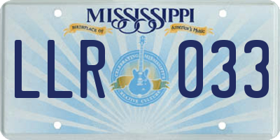 MS license plate LLR033