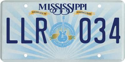 MS license plate LLR034