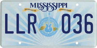 MS license plate LLR036