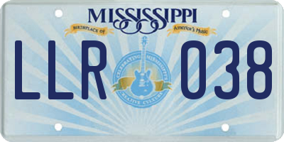 MS license plate LLR038
