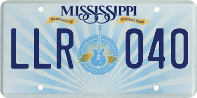 MS license plate LLR040