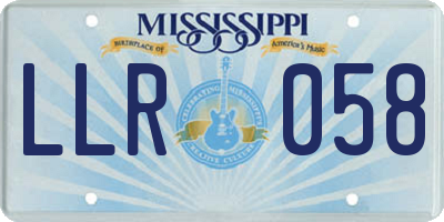 MS license plate LLR058