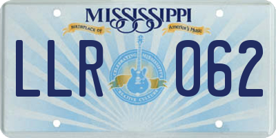 MS license plate LLR062