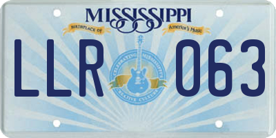 MS license plate LLR063