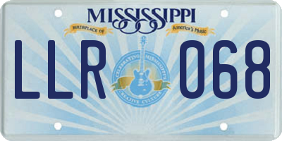 MS license plate LLR068