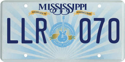 MS license plate LLR070