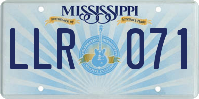 MS license plate LLR071