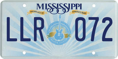 MS license plate LLR072