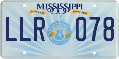 MS license plate LLR078