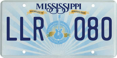 MS license plate LLR080