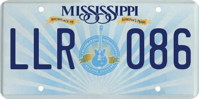 MS license plate LLR086