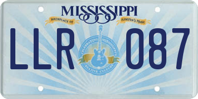 MS license plate LLR087
